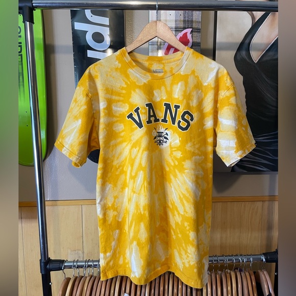 Vans custom one of one spiral reverse dye yellow men’s size large - Picture 1 of 5